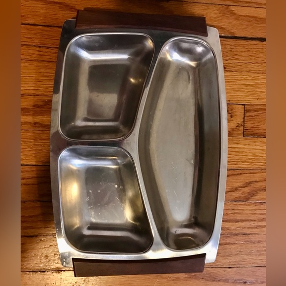 Vintage MCM Stainless steel serving tray set - Picture 3 of 4